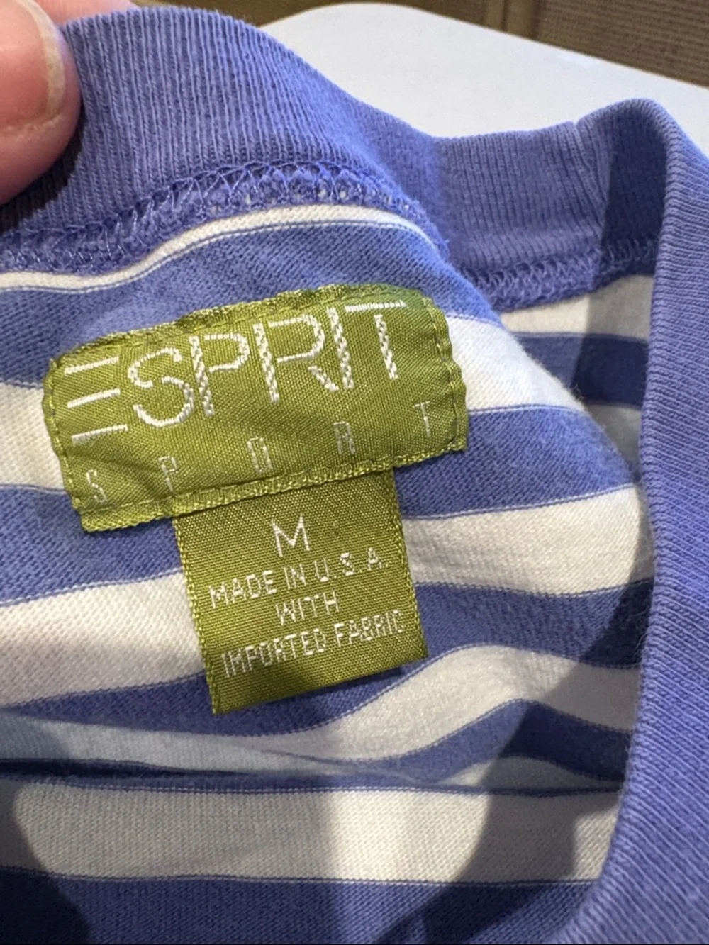 Vintage Esprit Women's Front Pocket T-shirt. Stripes. Size Medium. - Picture 8 of 12